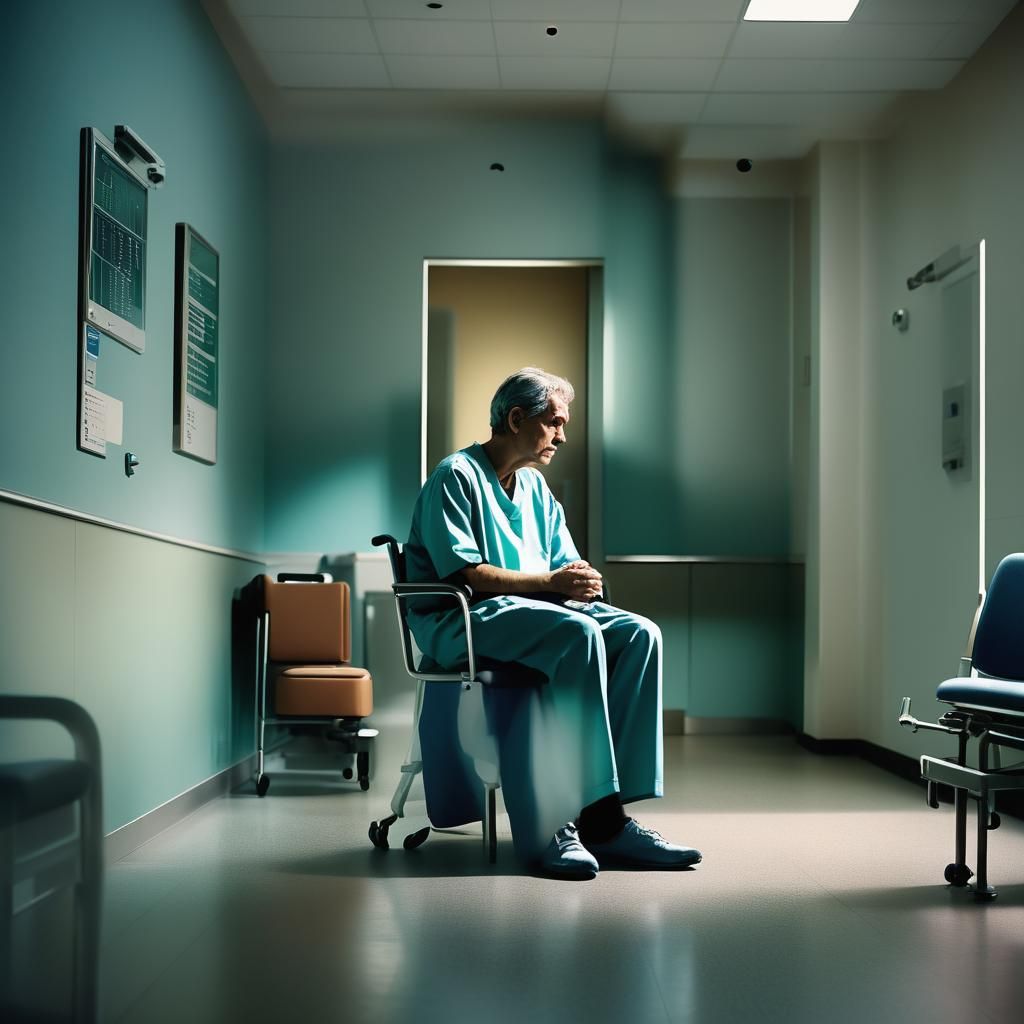 Anxious Patient in Moody Waiting Room