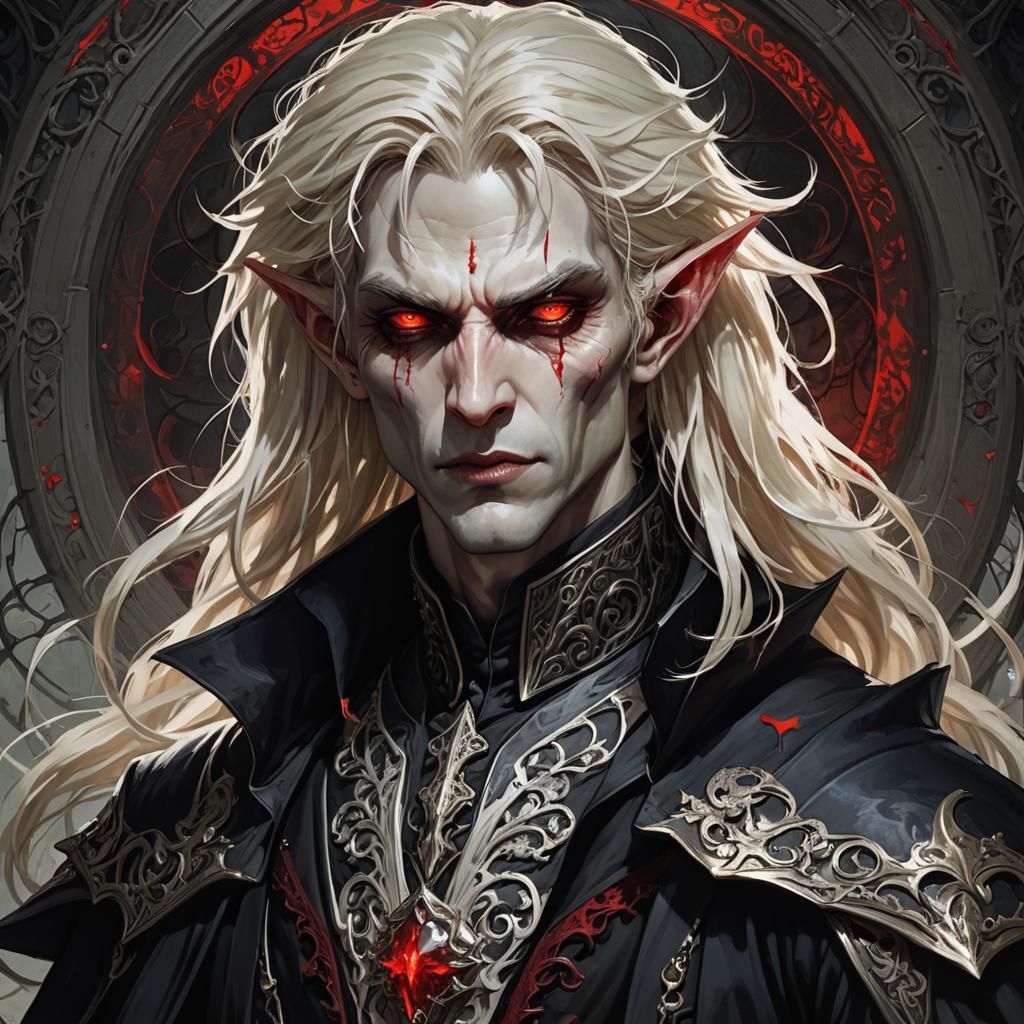 High Elf Vampire Portrait in Dark Fantasy Style