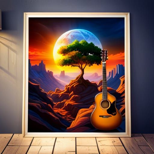 Golden Sunset Guitar and Indian Instrument