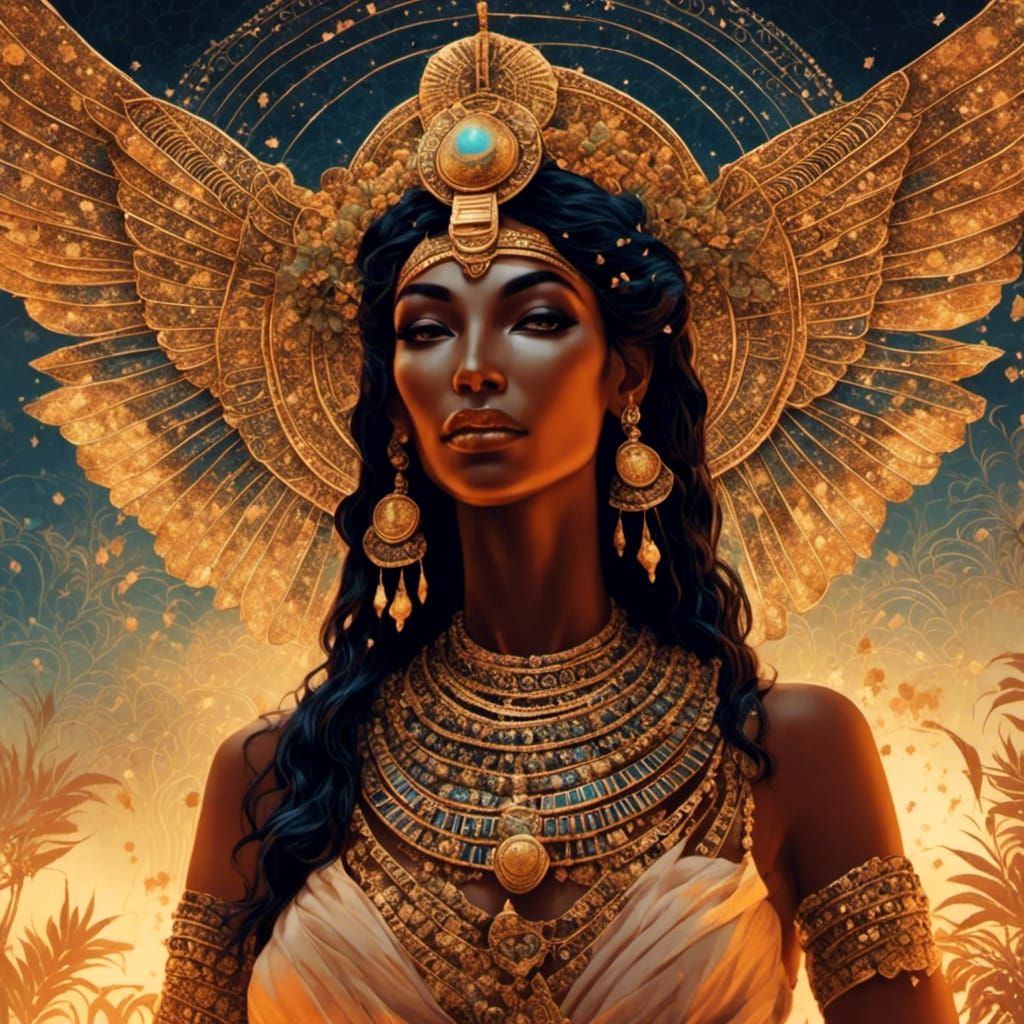 Golden Statue of Egyptian Goddess Isis