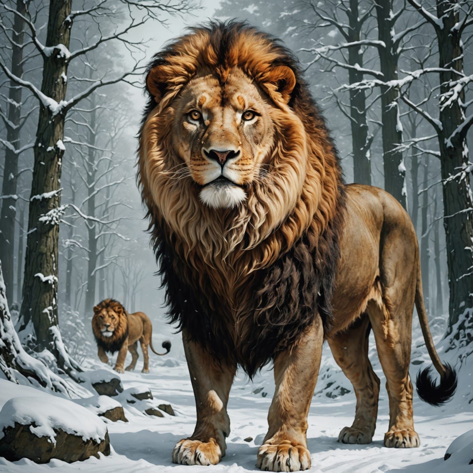 Regal Lion in Narnia's Majesty