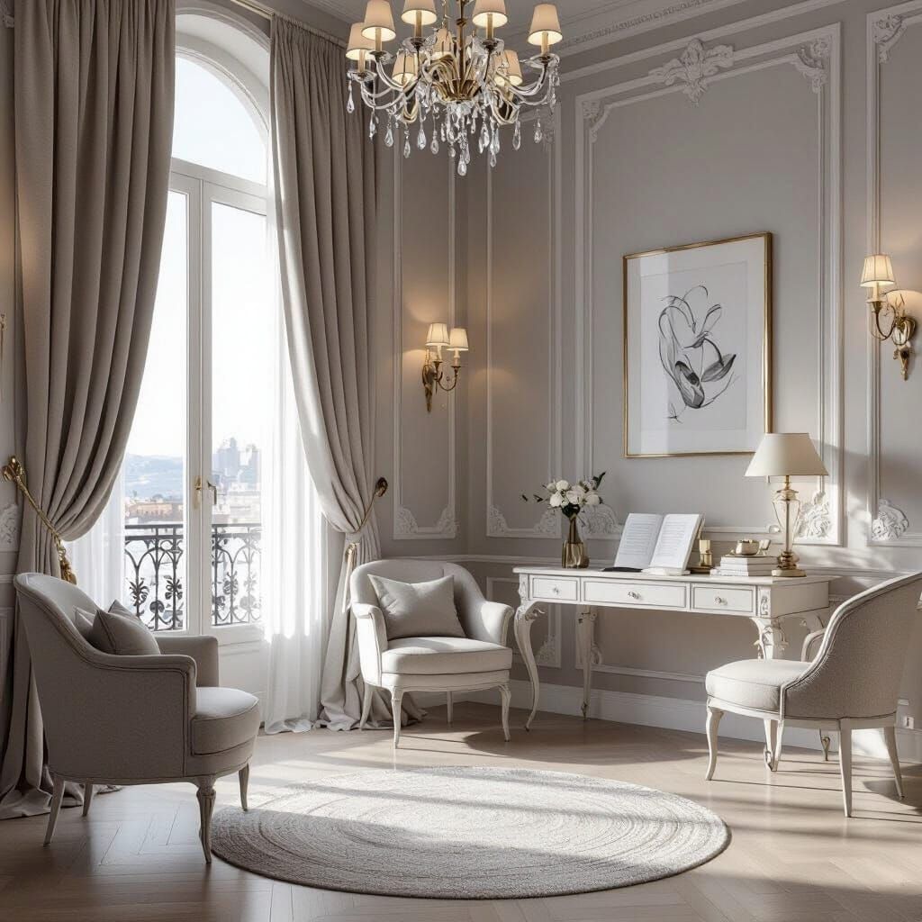 Elegant Baroque Room in Pastel Shades