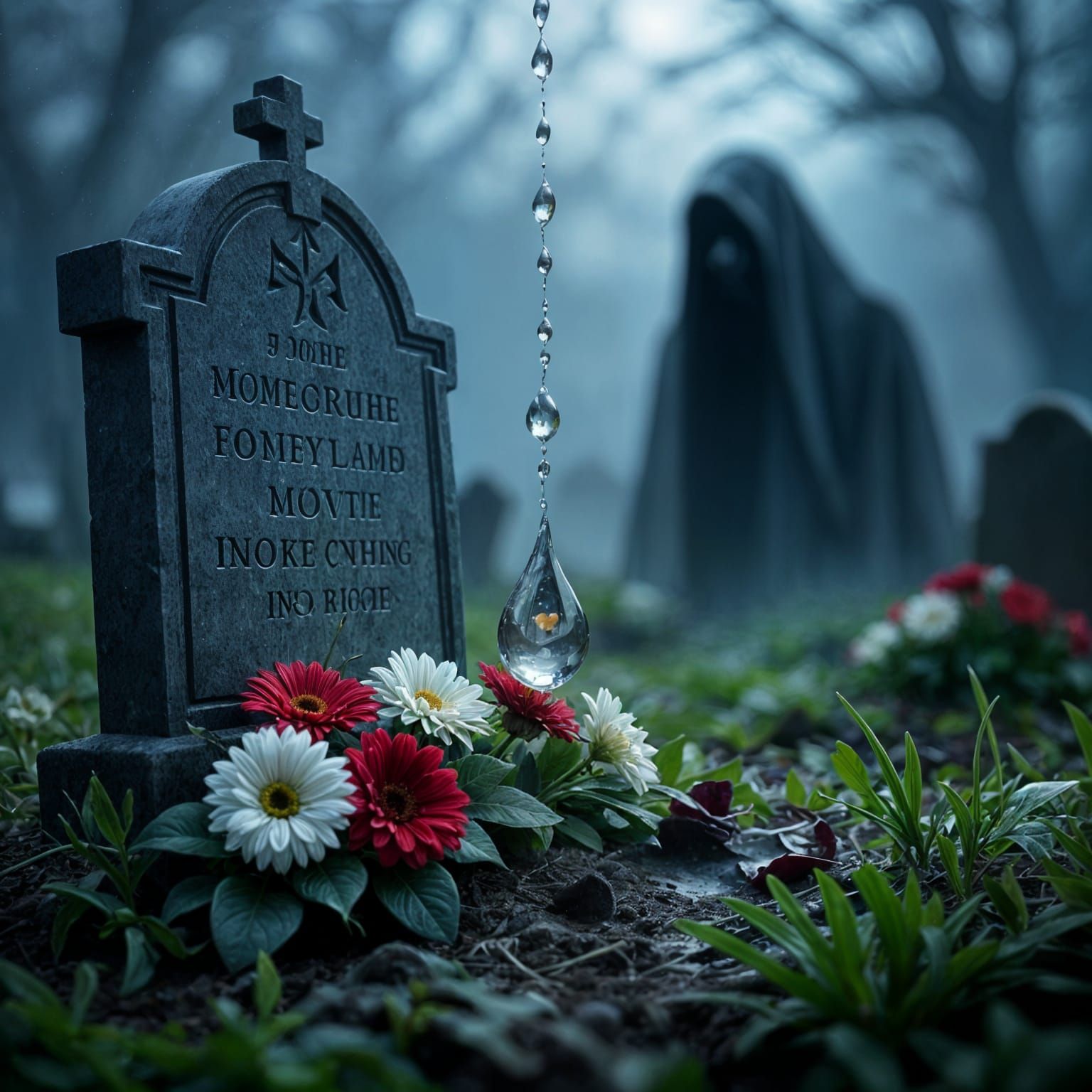 Tear Drop Tombstone Reflection: Macro Photography