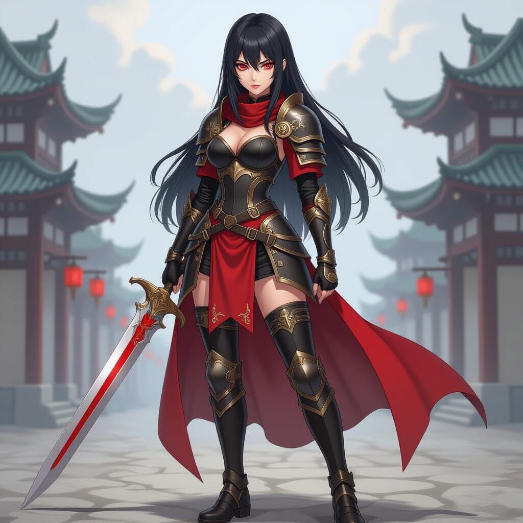 Armored Fire Emblem Character with Red Eyes