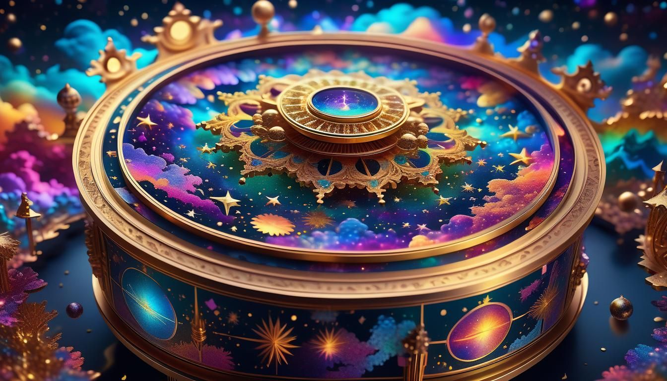 Cosmic Music Box Carousel in Astral Illustration