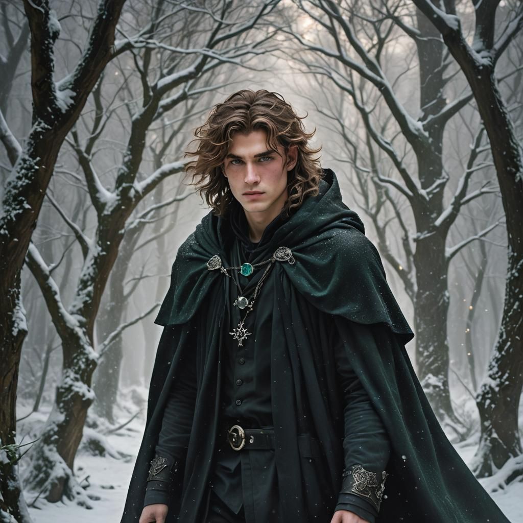 Mystical Forest Wanderer in Detailed Matte Painting Style