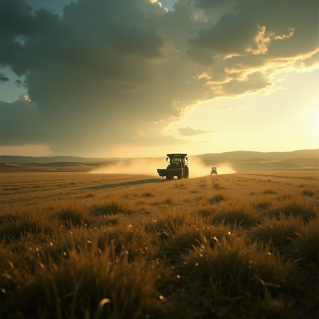 Dramatic Farmland Vista Under Stormy Sky
