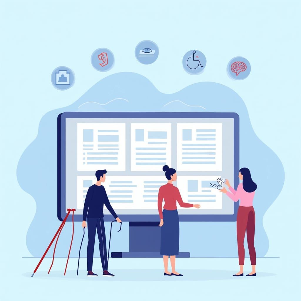 Digital Accessibility in Education: Flat Design Illustration
