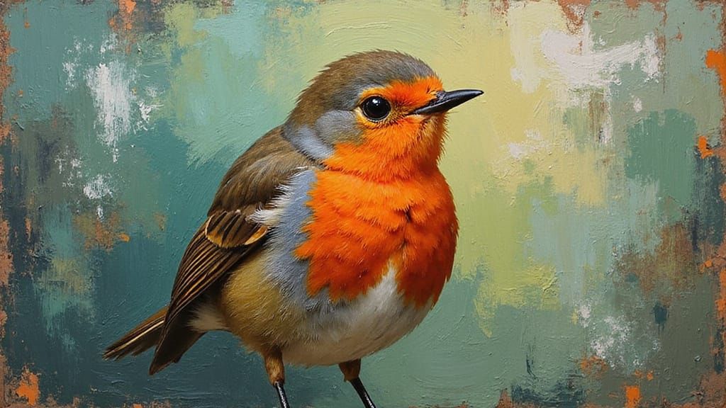 Proud Robin in Impasto Oil Style