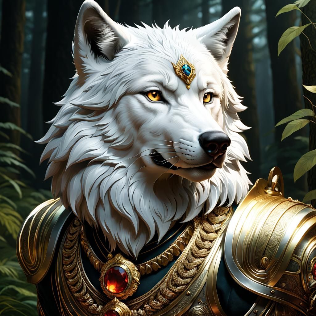 Hyper-Detailed Wolf Portrait, Digital Illustration in 8k