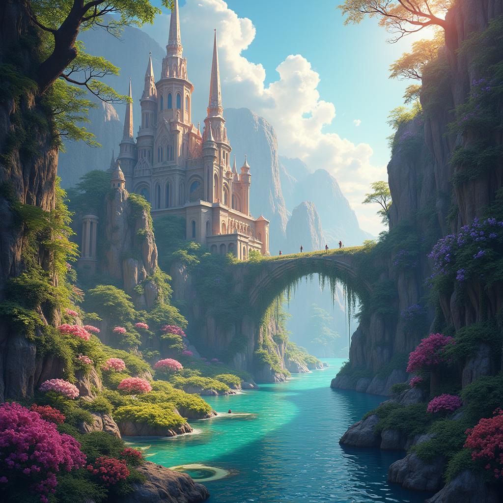 Luminous Fantasy Realm of Spires and Vines