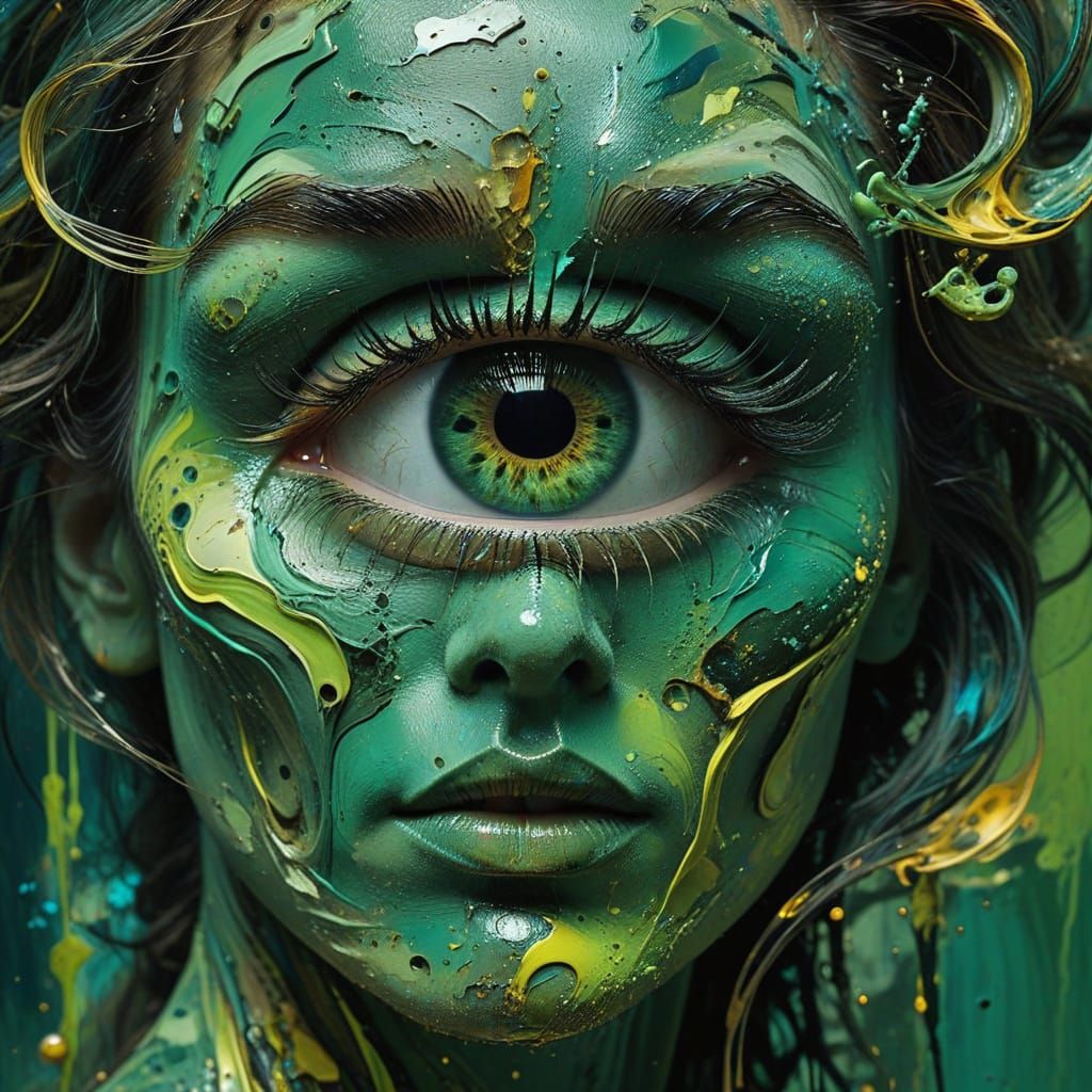 Vibrant Surrealist Eye in a Void