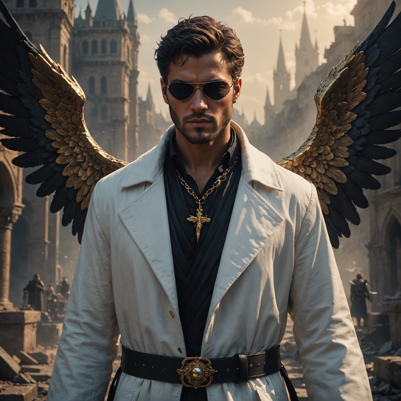 Ethereal Guardian in White and Gold