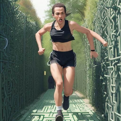 Person Running Through a Complex Maze