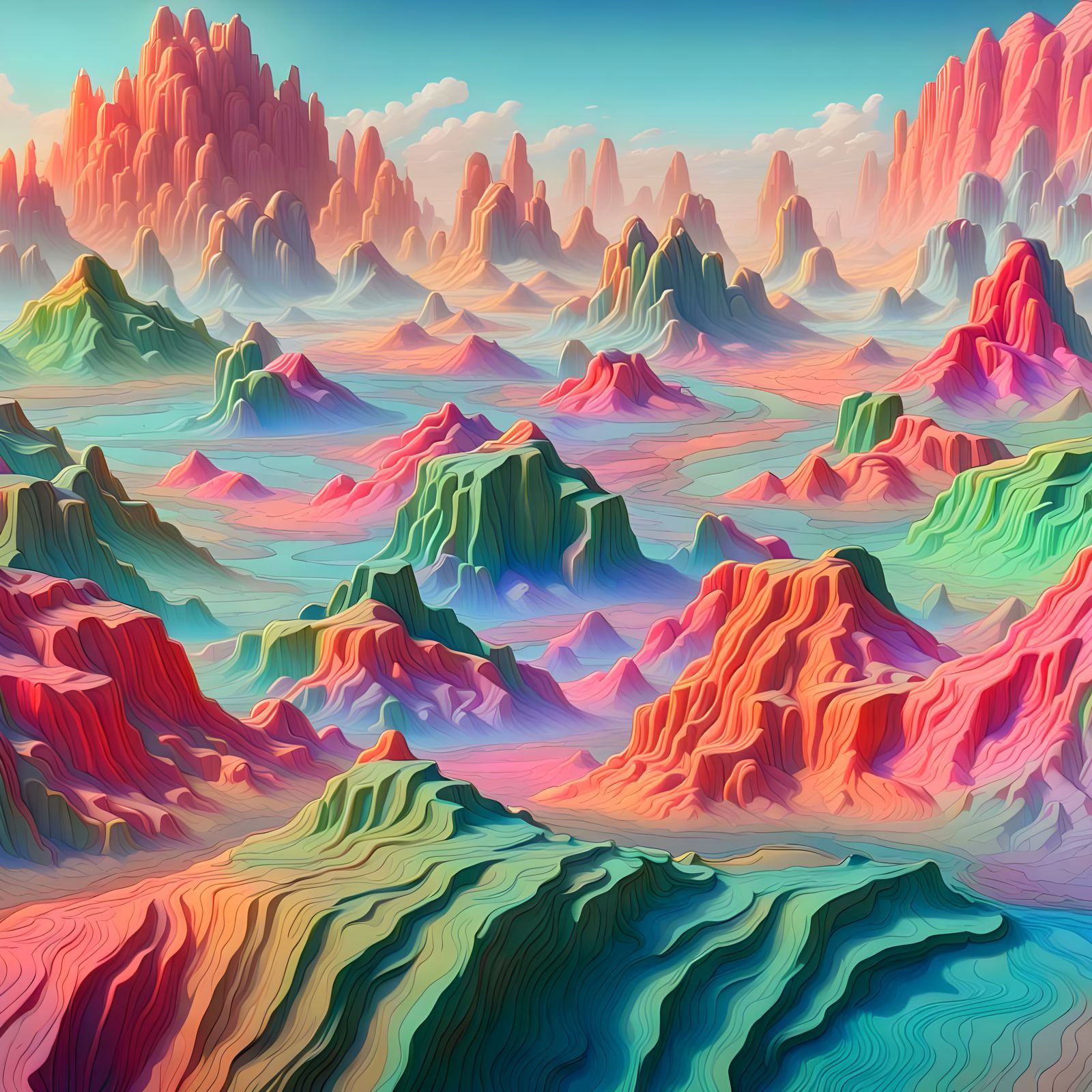 Fantastical Matte Painting with Neon Colors