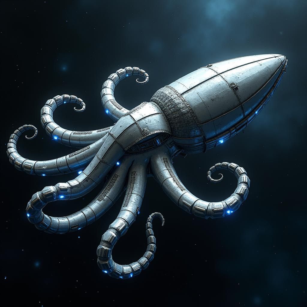 Octopus Starship Sails Through Space