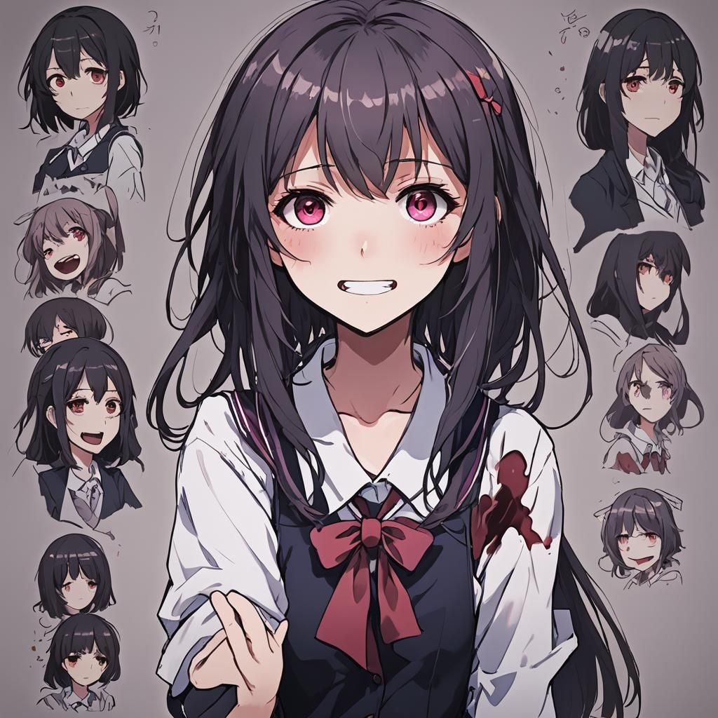 Eerie Yandere Anime Character in Manga Style