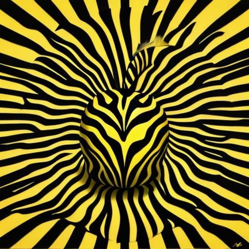 Yellow Zebra Apple in Cyberpunk Style