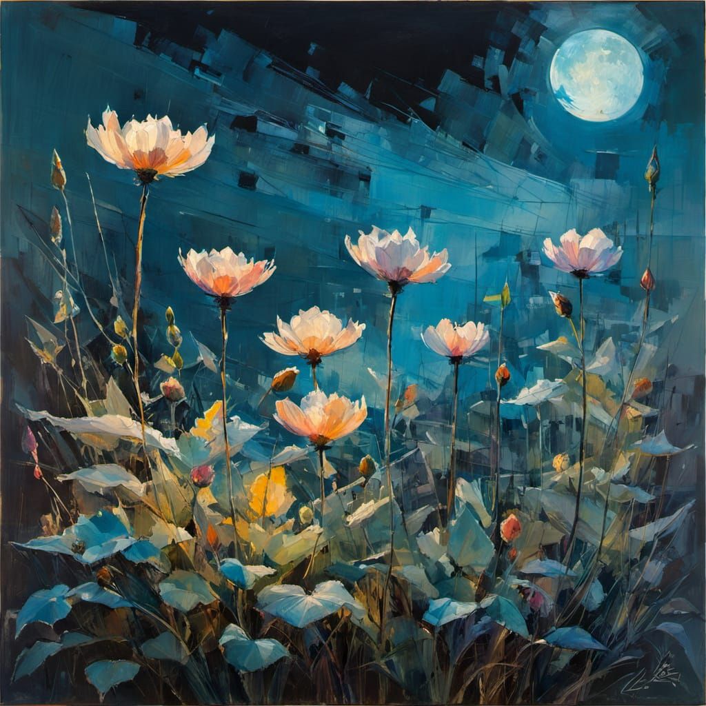 Flowers in the moonlight