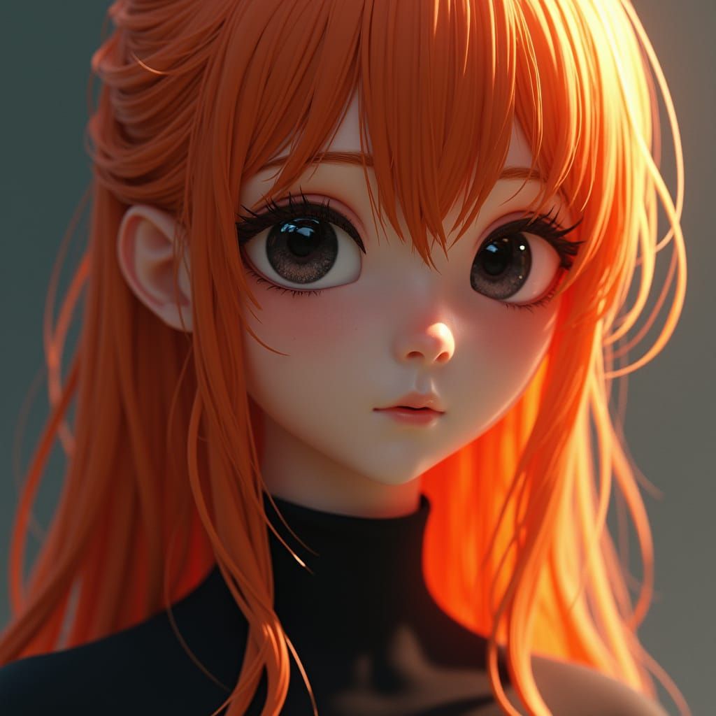 Soulful Anime Goddess with Mysterious Black Eyes