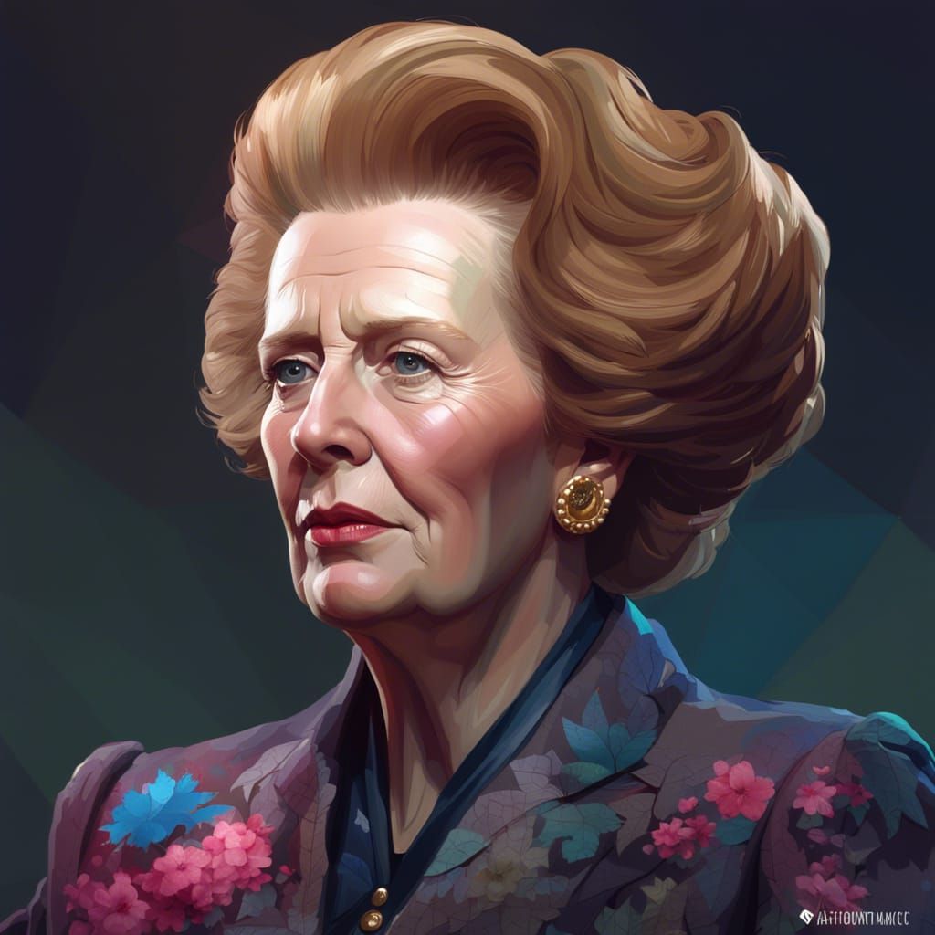 Margaret Thatcher Portrait in Art Nouveau Style