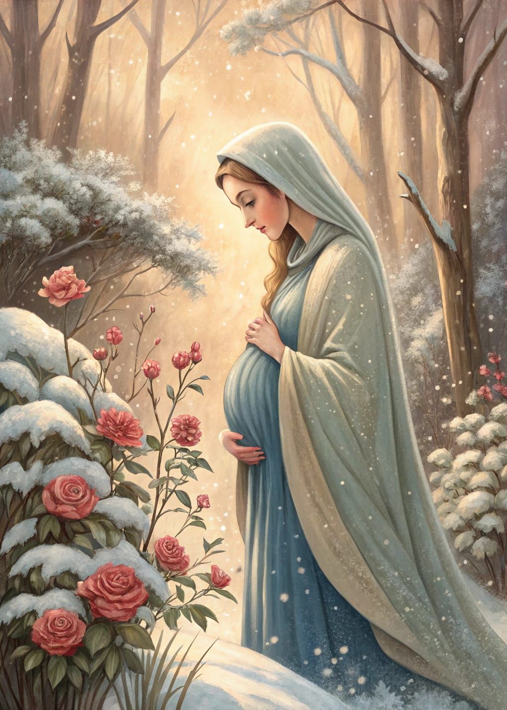 The Blessed Virgin Mary Enveloped in Golden Light