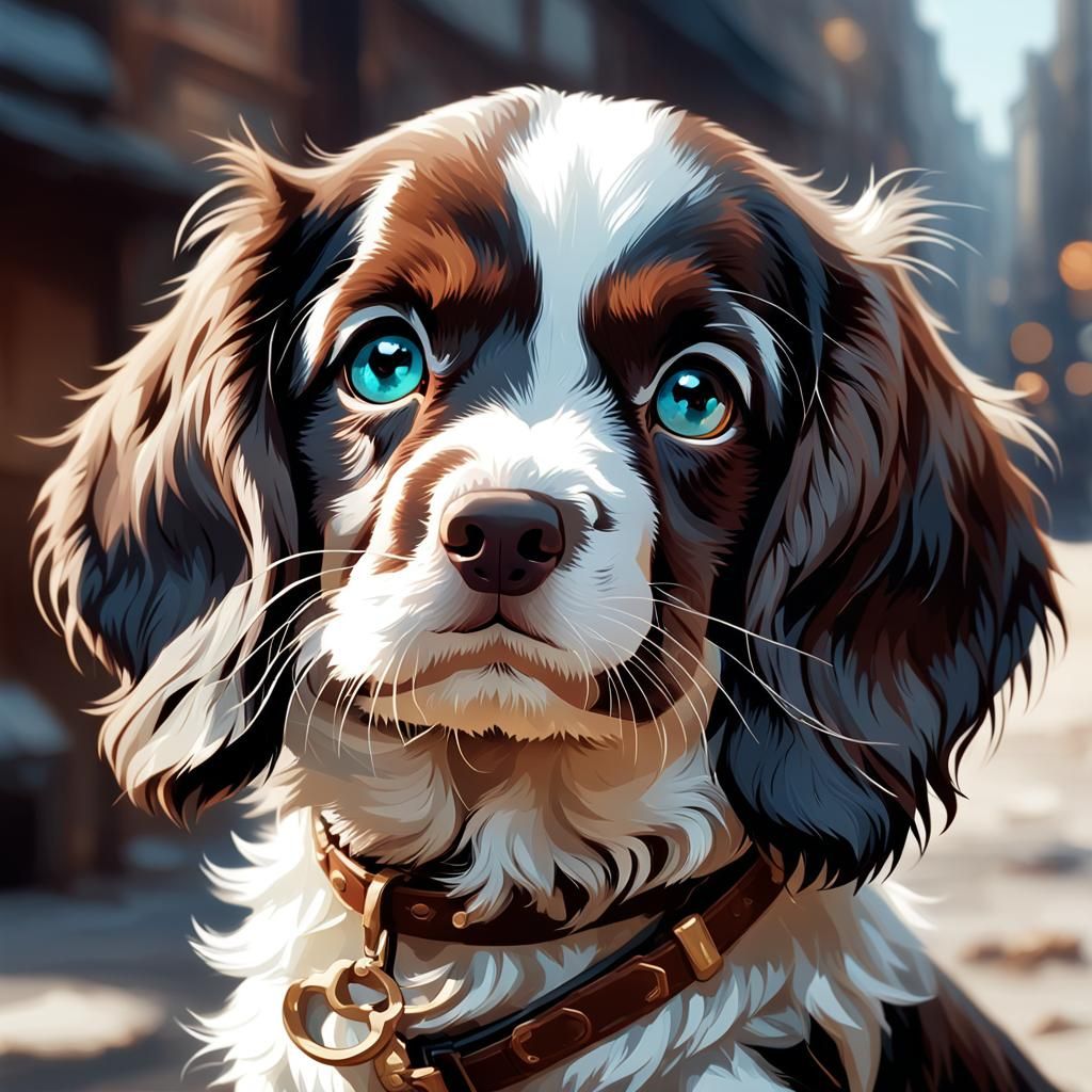 Chibi Anthropomorphic Springer Spaniel in Detailed 3D Style