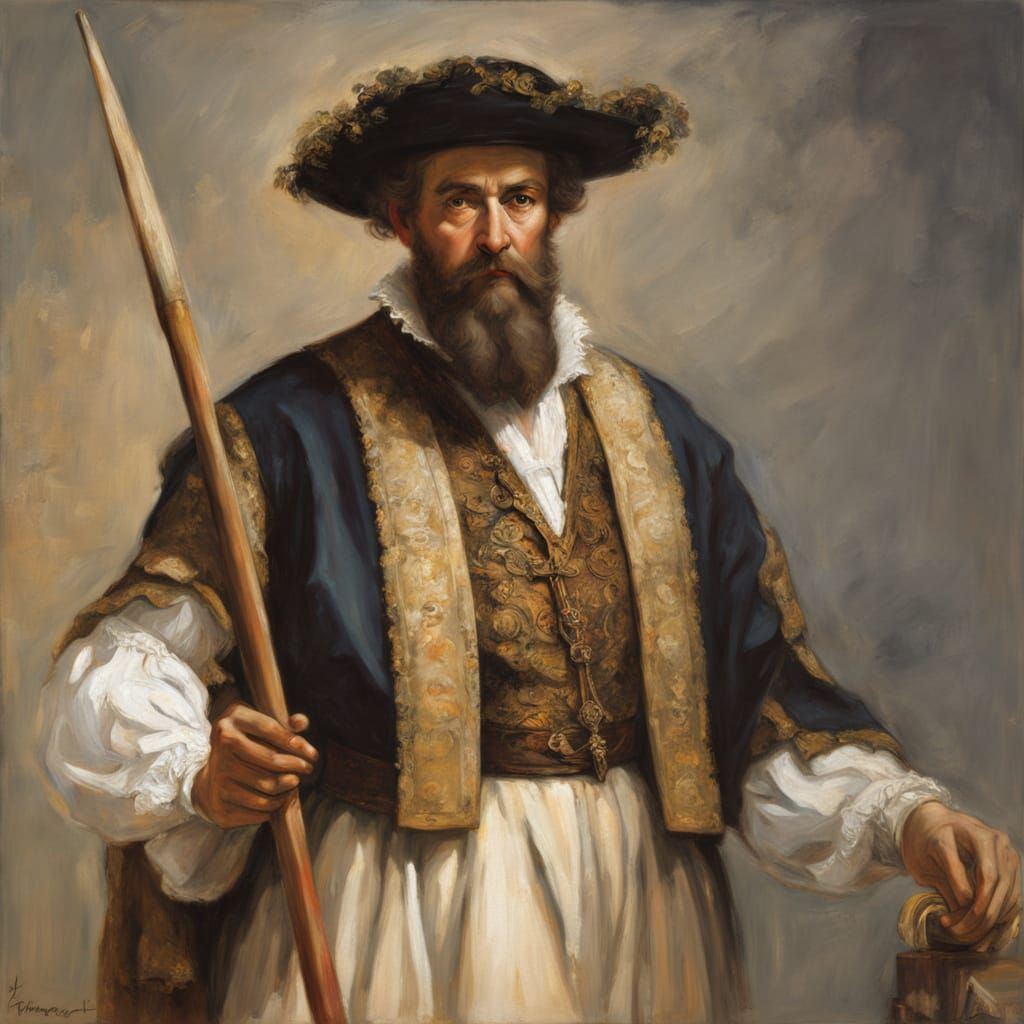 Regal Elizabethan Gentleman in Inspirational Repose