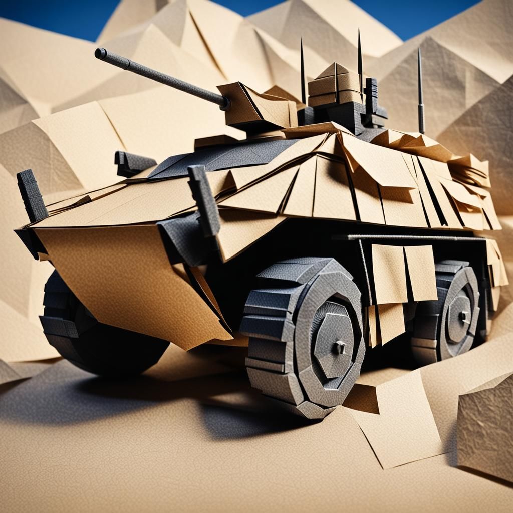 Origami Armored Vehicle in Paper-craft Style