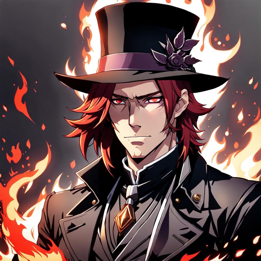 Genshin Impact Style Character with Red-Violet Hair