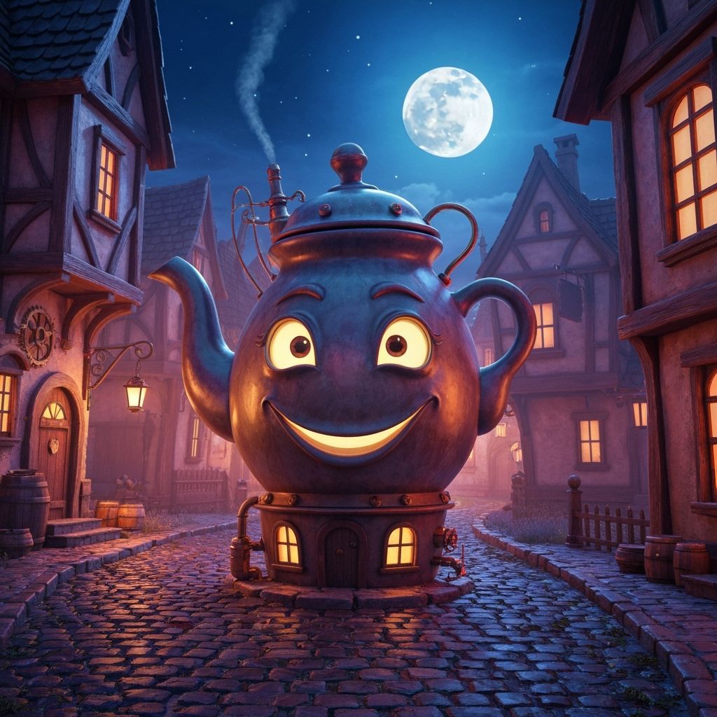 Steampunk Teapot House in Whimsical Fantasy Village