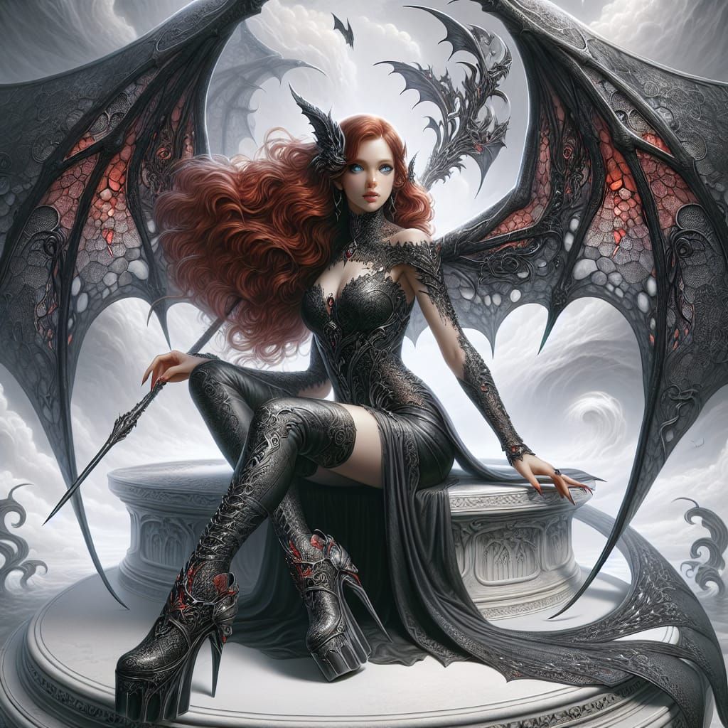 Fantasy Dark Angel with Silver Blade