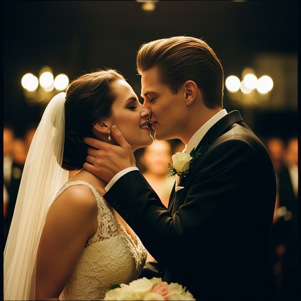 Romantic Wedding Kiss Captured on Film