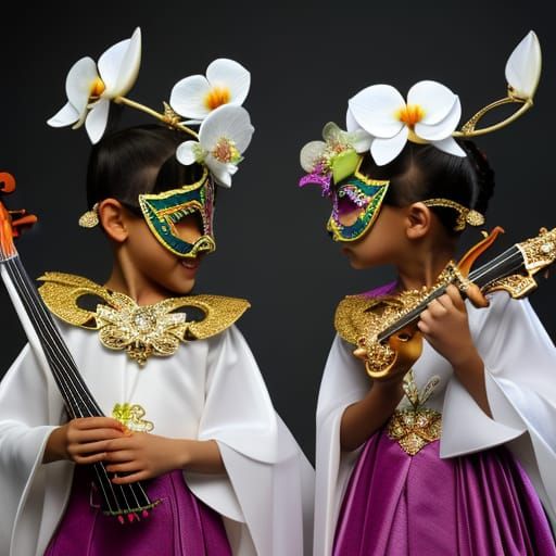 Enchanted Orchid Masquerade: High-Resolution Portrait