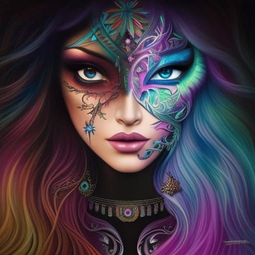 Beautiful Raven in Watercolour Photoillustration