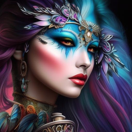 Stunning Raven in Mixed Media Fantasy Style