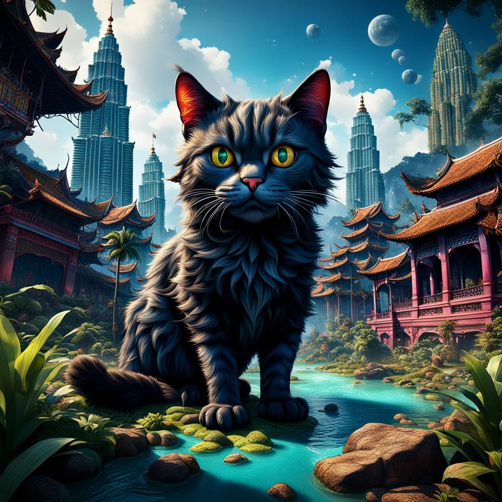 Malaysia as a Cat: Detailed Matte Painting