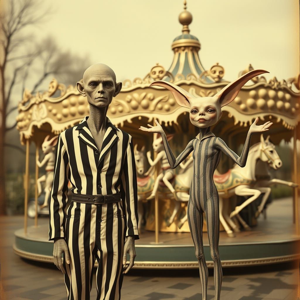 Eerie 20th Century-Style Photograph of Odd Couple