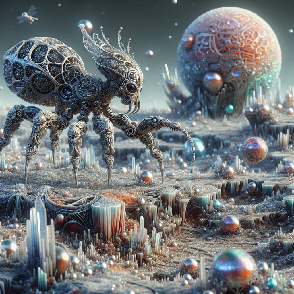 Endearing Alien Explorer in Crystalline Sci-Fi World