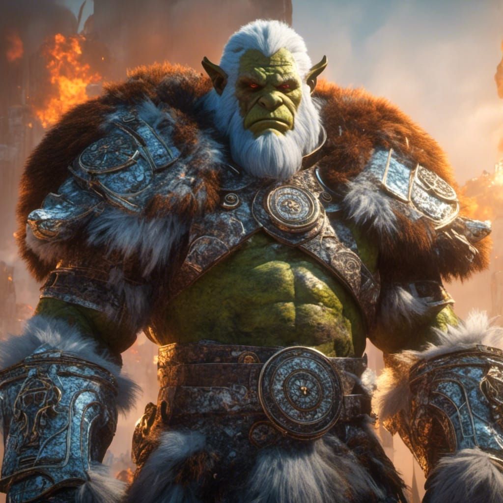 Orc Barbarian Hero in Cybertech Noir Style