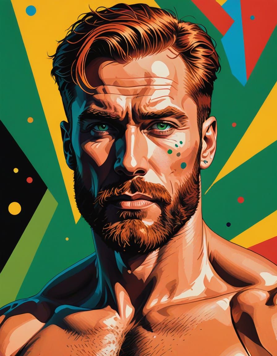 Bold Pop Art Bodybuilder in Vibrant Colors