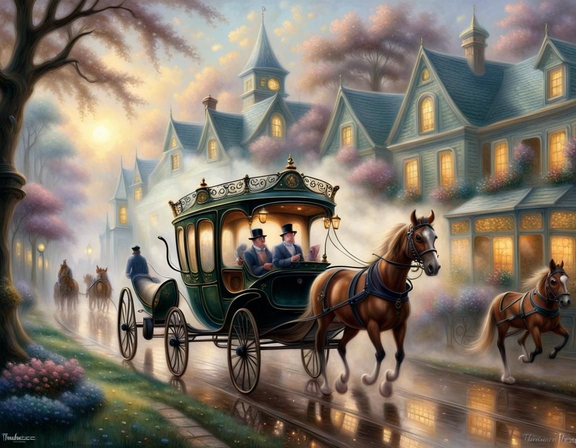 Mouse in Horse-Drawn Carriage, Ethereal Fantasy Art
