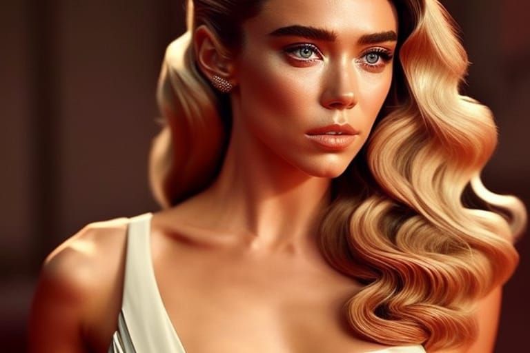 Tanned Beauty: Realistic Portrait in Synthwave Lighting