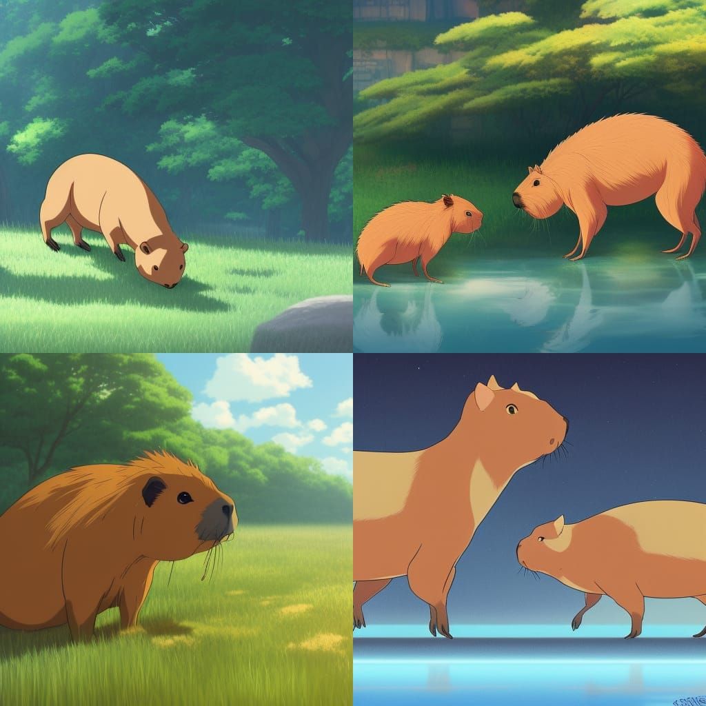 Capybara in Studio Ghibli Anime Style