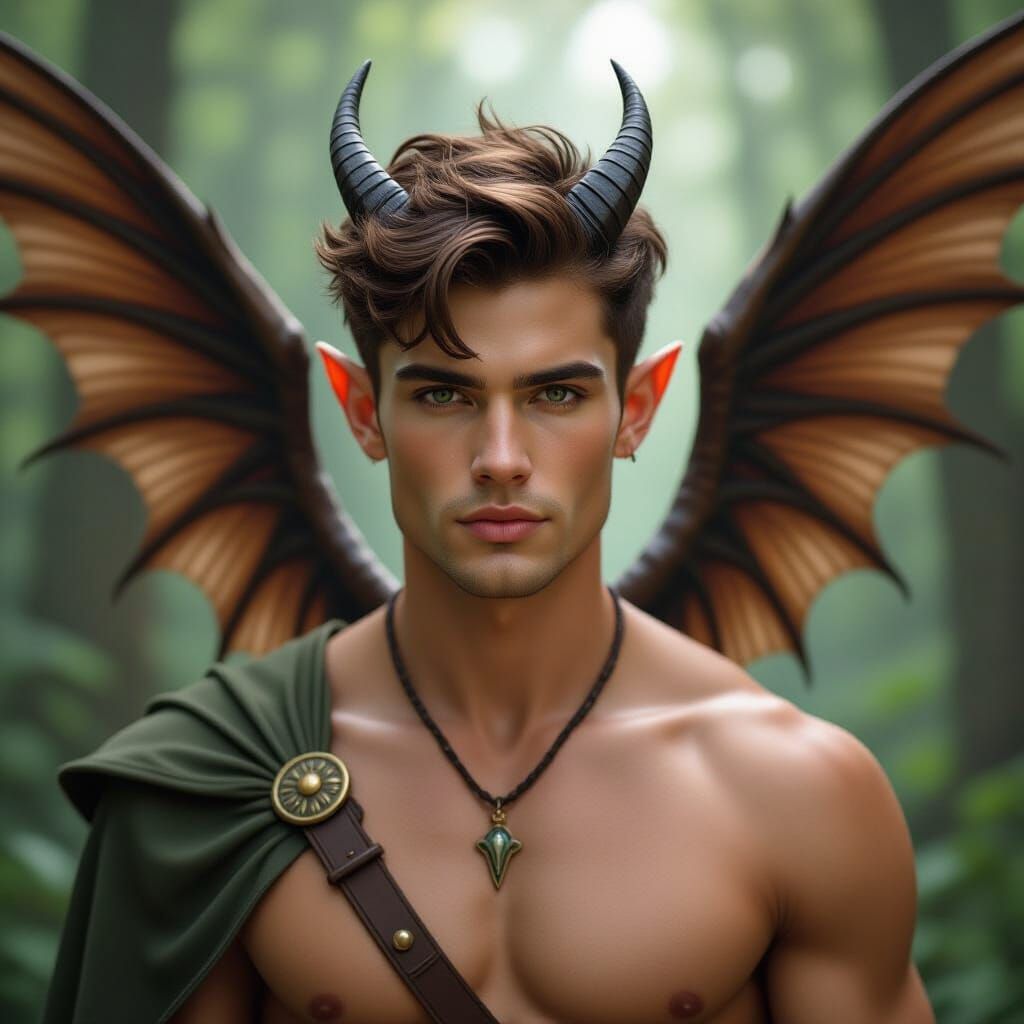 Hyperrealistic Male Pixie in Forest