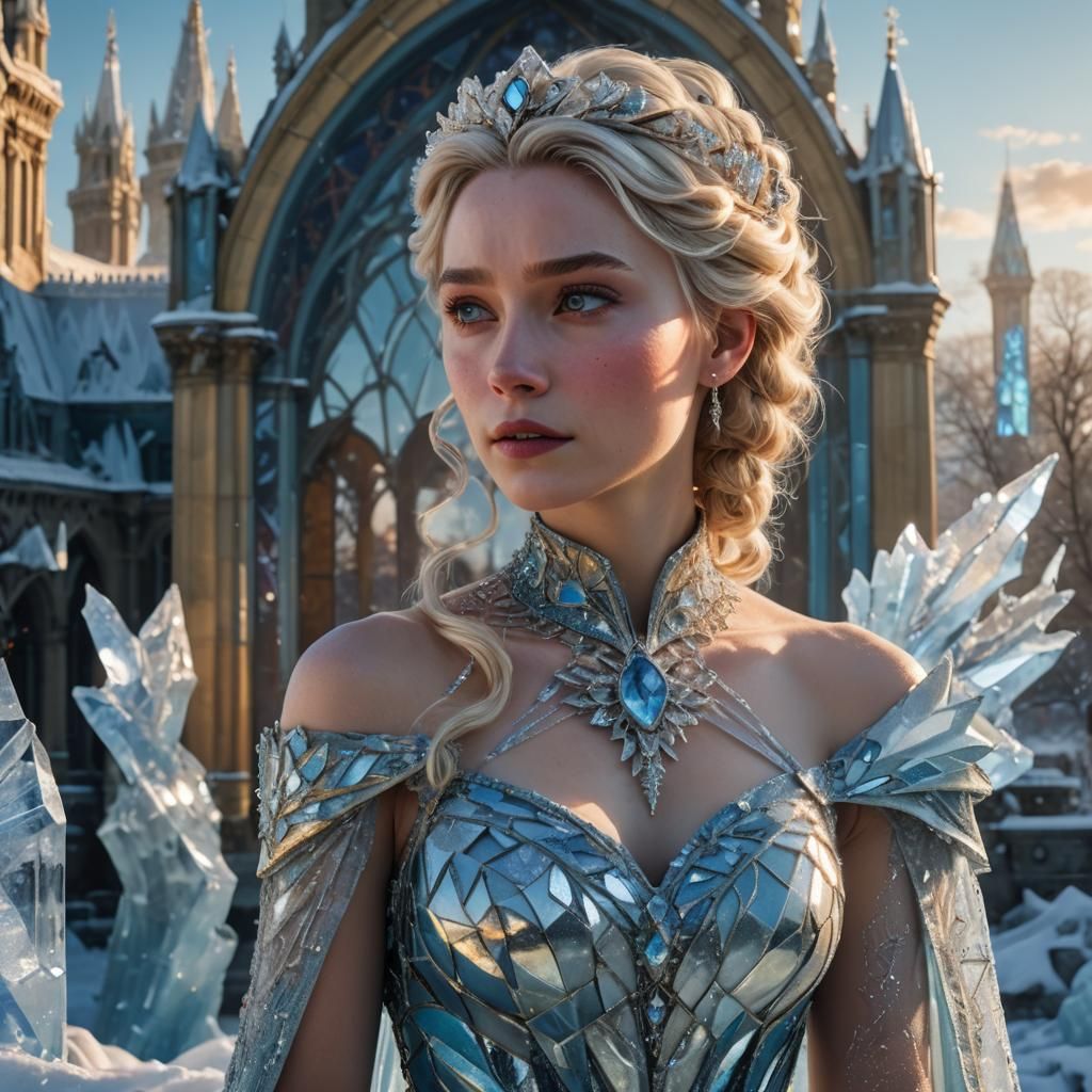 Icy Elsa Portrait in Golden Hour Lighting