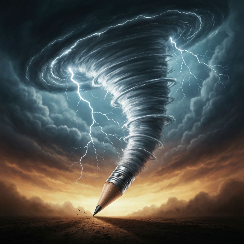 Colossal Graphite Tornado in Dark Fantasy Style