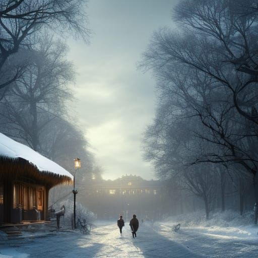 Dramatic Winter Morning Digital Matte Painting