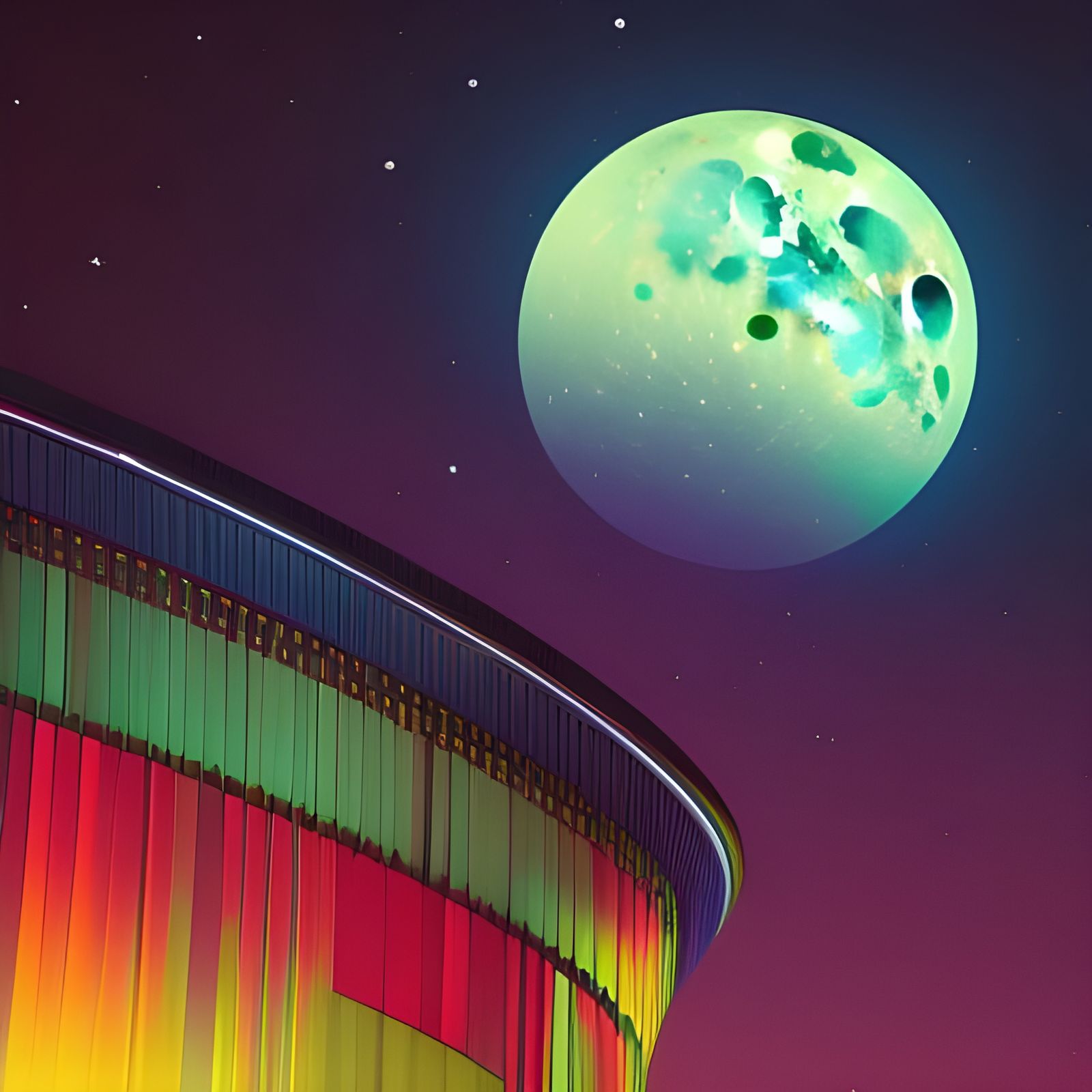 Science Fiction Cartoon with Glowing Japanese Art Style