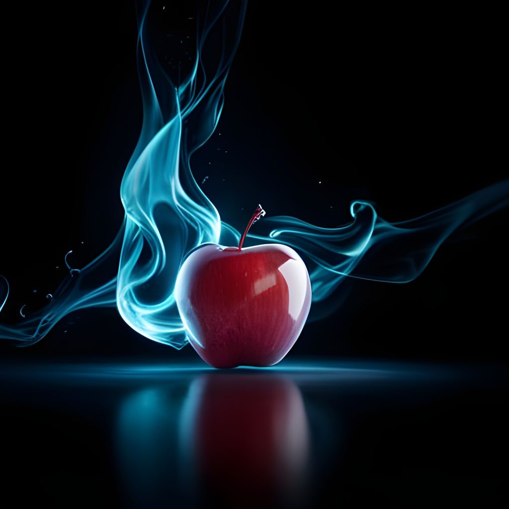 Glowing Glass Apple Smoking with Cosmic Energy